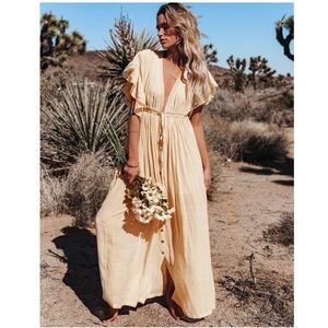 Boho summer lounge beach tunic coverup one size button front flutter sleeve